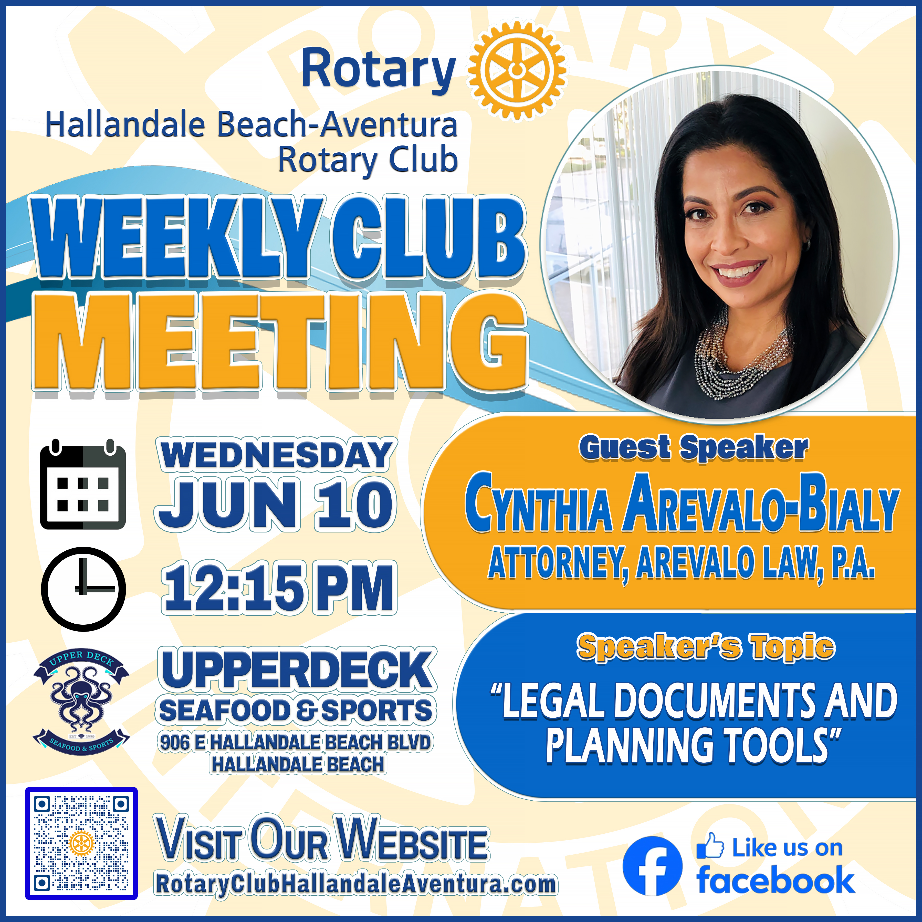 Weekly Club Meeting: Wed., Jun 10, @ 12:15 pm